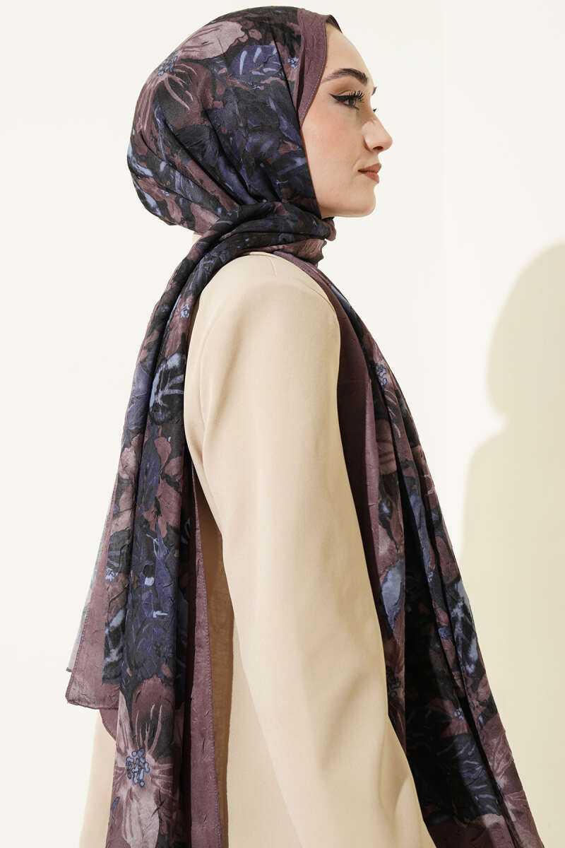 Dijital Baskılı Floral Bambu Şal