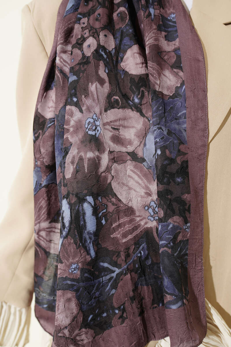 Dijital Baskılı Floral Bambu Şal