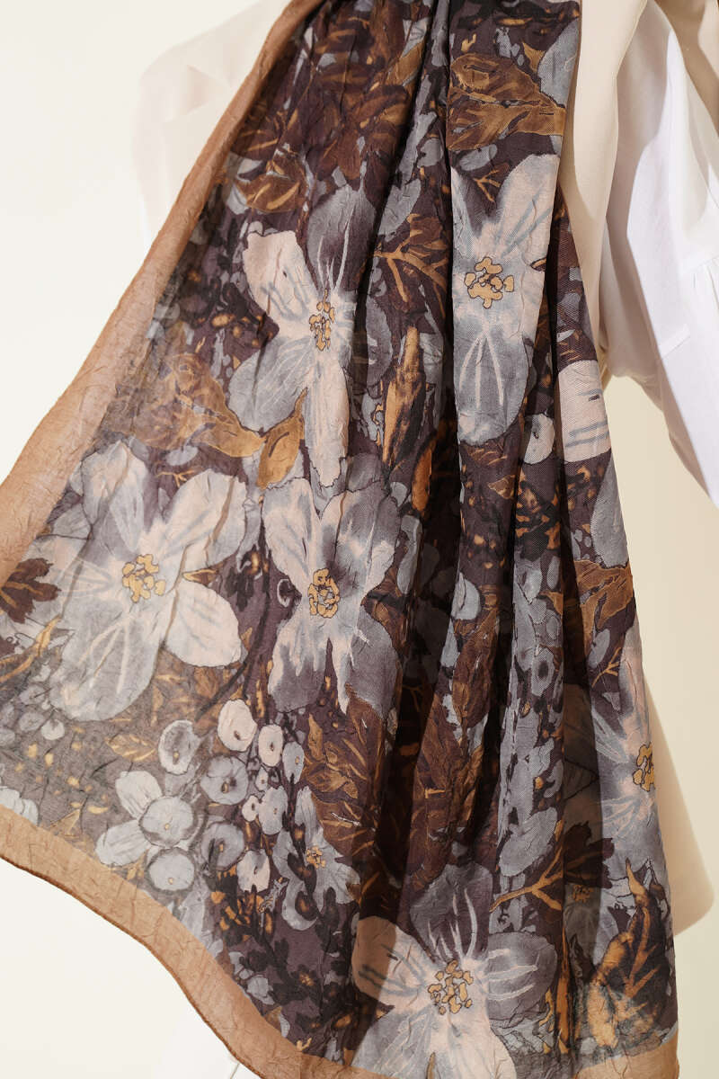Dijital Baskılı Floral Bambu Şal Yağ Yeşili