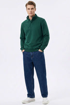 Dik Yaka Çıtçıtlı Erkek Sweatshirt Nefti