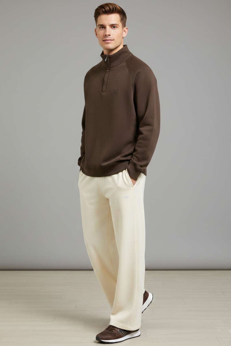 Stand Collar Zippered Men's Sweatshirt
