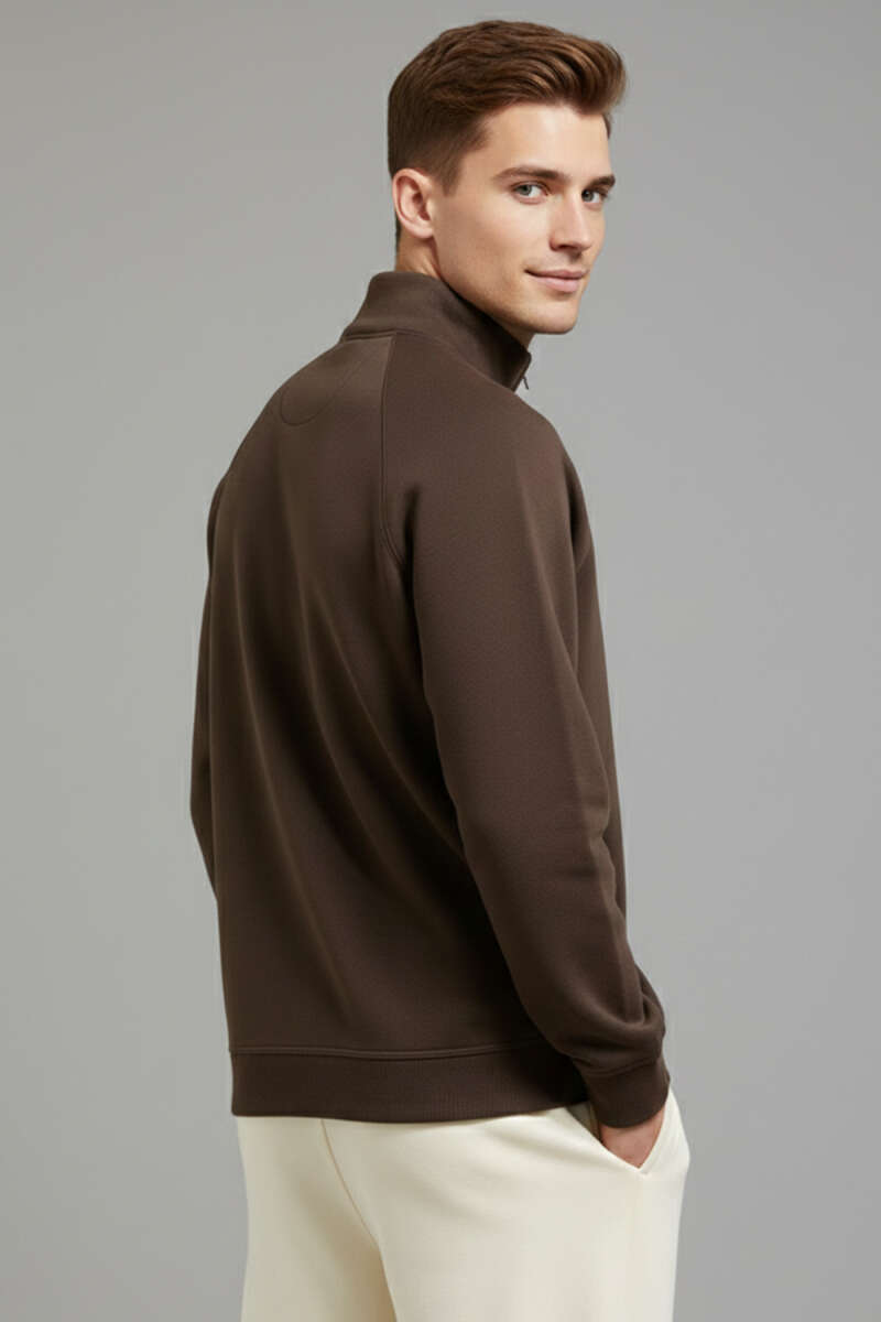 Stand Collar Zippered Men's Sweatshirt