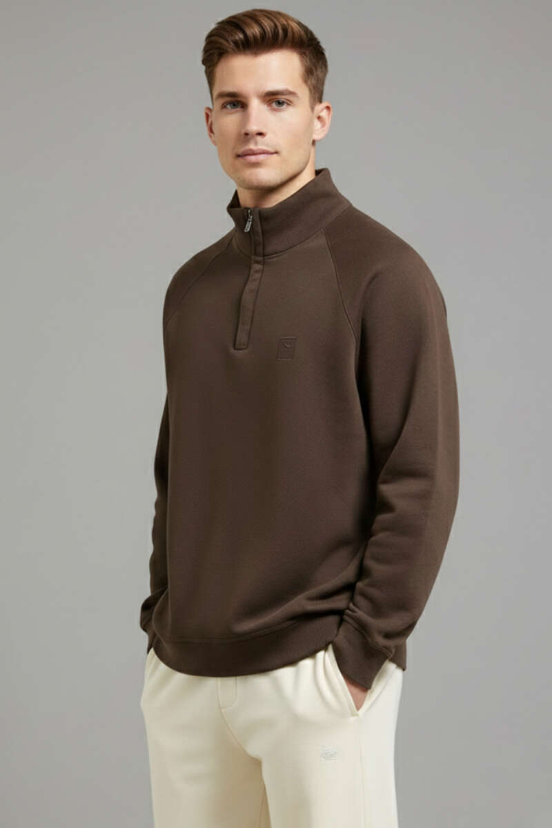 Stand Collar Zippered Men's Sweatshirt