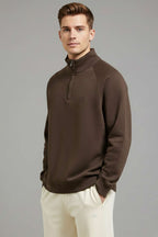 Stand Collar Zippered Men's Sweatshirt