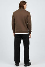 Dik Yaka Yarım Fermuar Sweatshirt