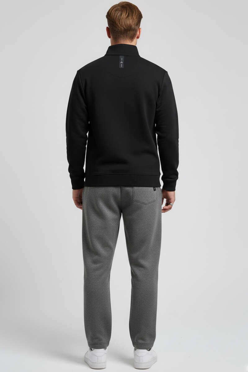 Dik Yaka Yarım Fermuar Sweatshirt