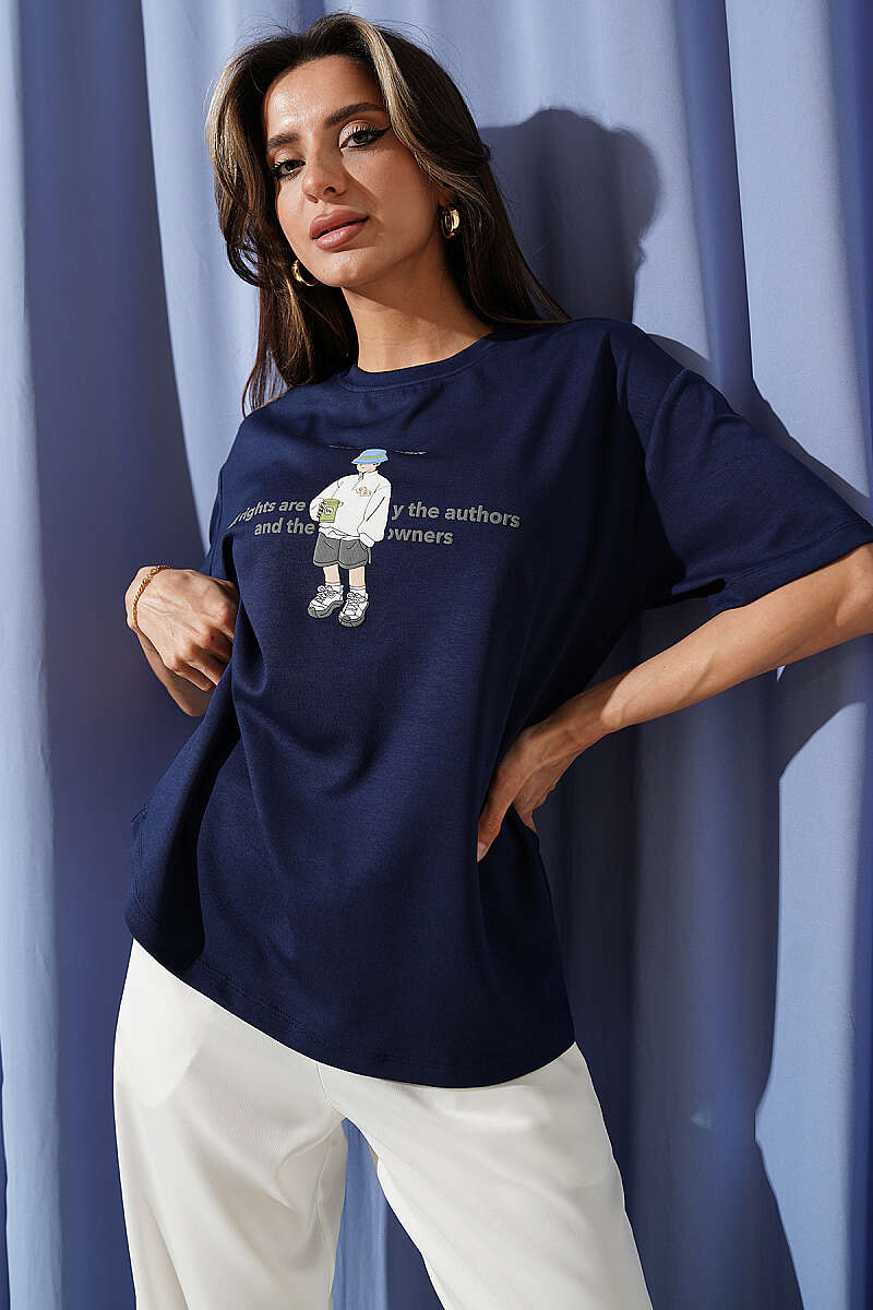 Disclaimer Baskılı T-shirt Lacivert
