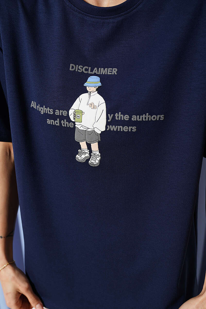 Disclaimer Baskılı T-shirt Lacivert