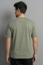 Don't Look Back Baskılı Oversize Erkek T-shirt Haki