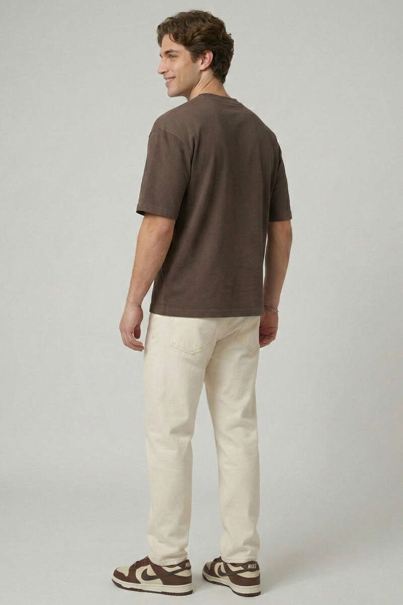 Don't Look Back Baskılı Oversize Erkek T-shirt