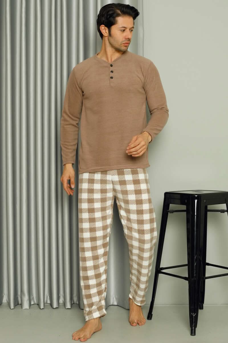 Düğme Yakalı Doğalgaz Faturası Düşüren Erkek Pijama Takımı