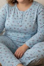 Düğmeli Büyük Beden Viscon Pijama Takımı