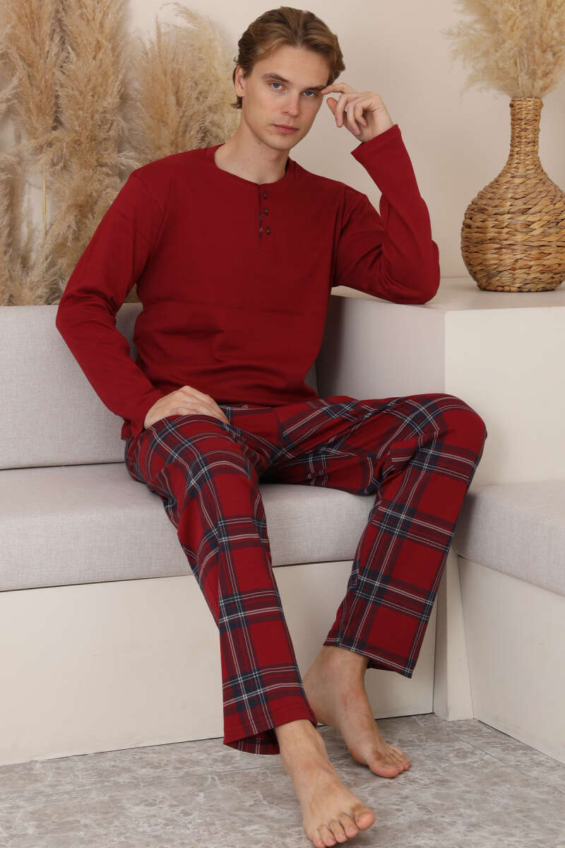 Düğmeli İnterlok Erkek Pijama Takımı