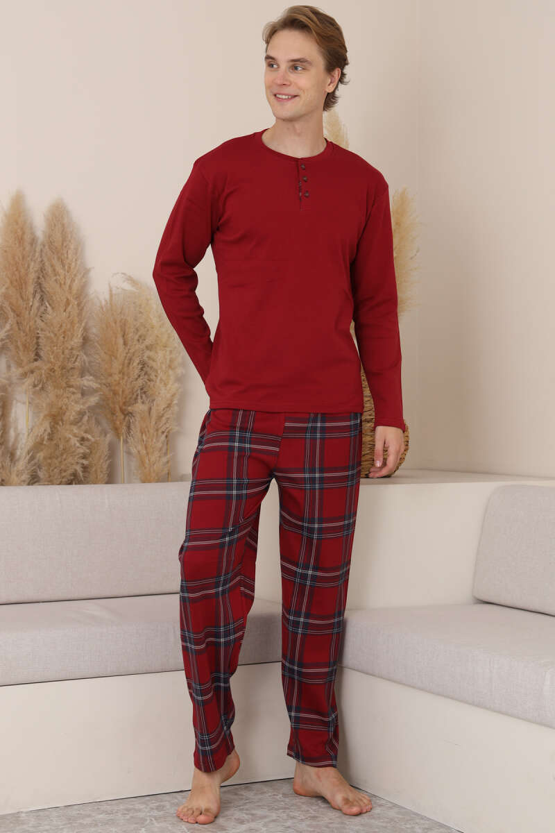 Düğmeli İnterlok Erkek Pijama Takımı
