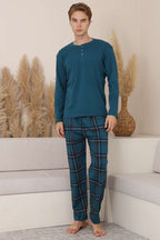 Düğmeli İnterlok Erkek Pijama Takımı
