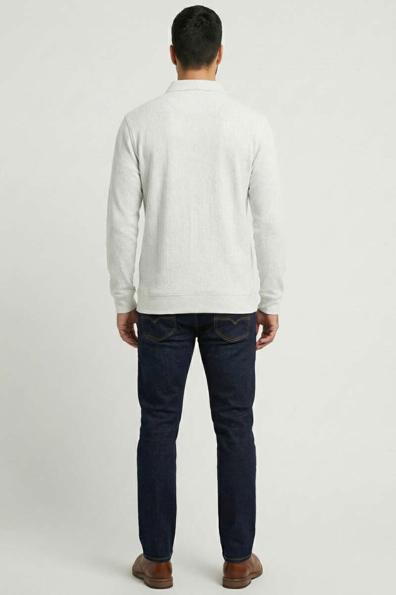 Düğmeli Jakar Şardonlu Erkek Sweatshirt
