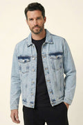 Düğmeli Oversize Denim Erkek Ceket