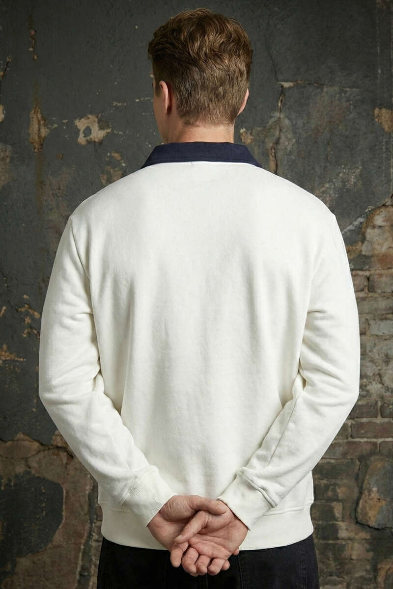 Buttoned Polo Collar Men's Sweatshirt