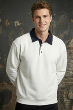 Buttoned Polo Collar Men's Sweatshirt