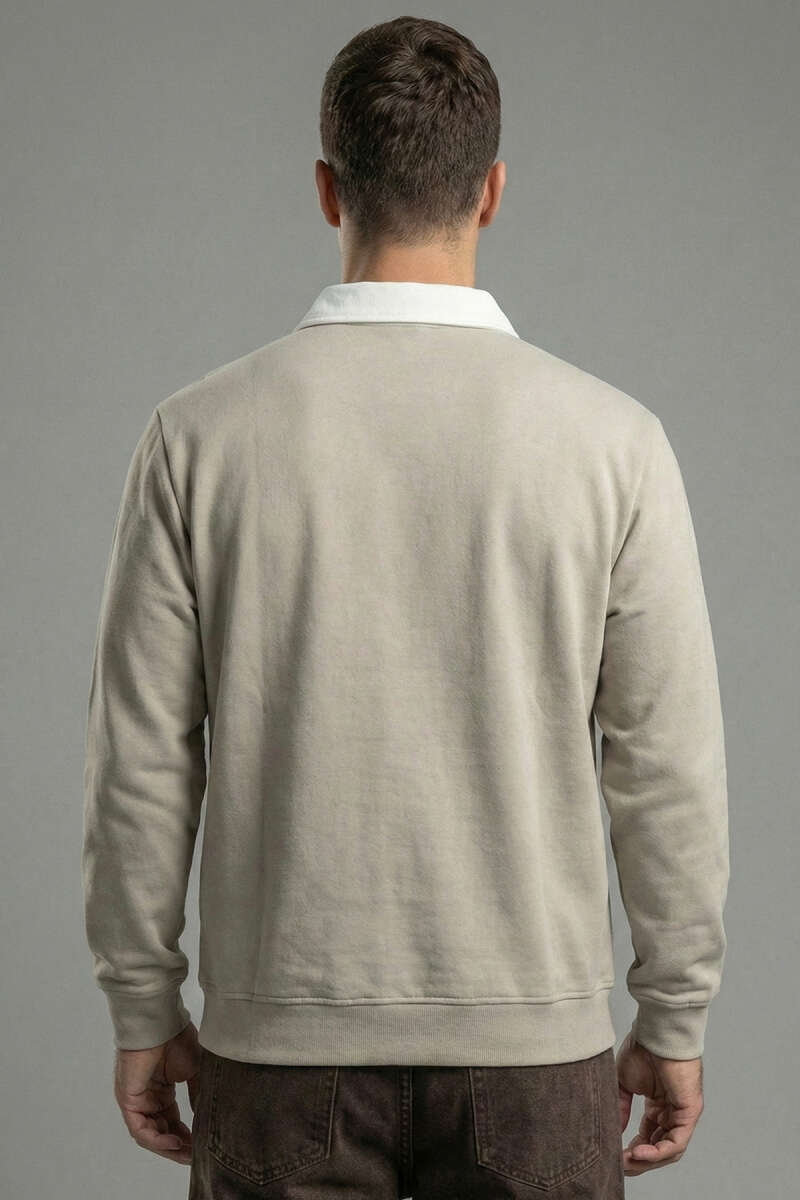 Buttoned Polo Collar Men's Sweatshirt