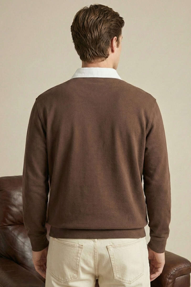 Buttoned Polo Collar Men's Sweatshirt