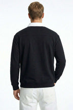 Buttoned Polo Collar Men's Sweatshirt