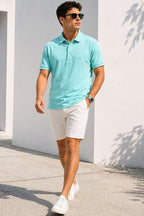 Düğmeli Polo Yaka Erkek T-shirt Mint