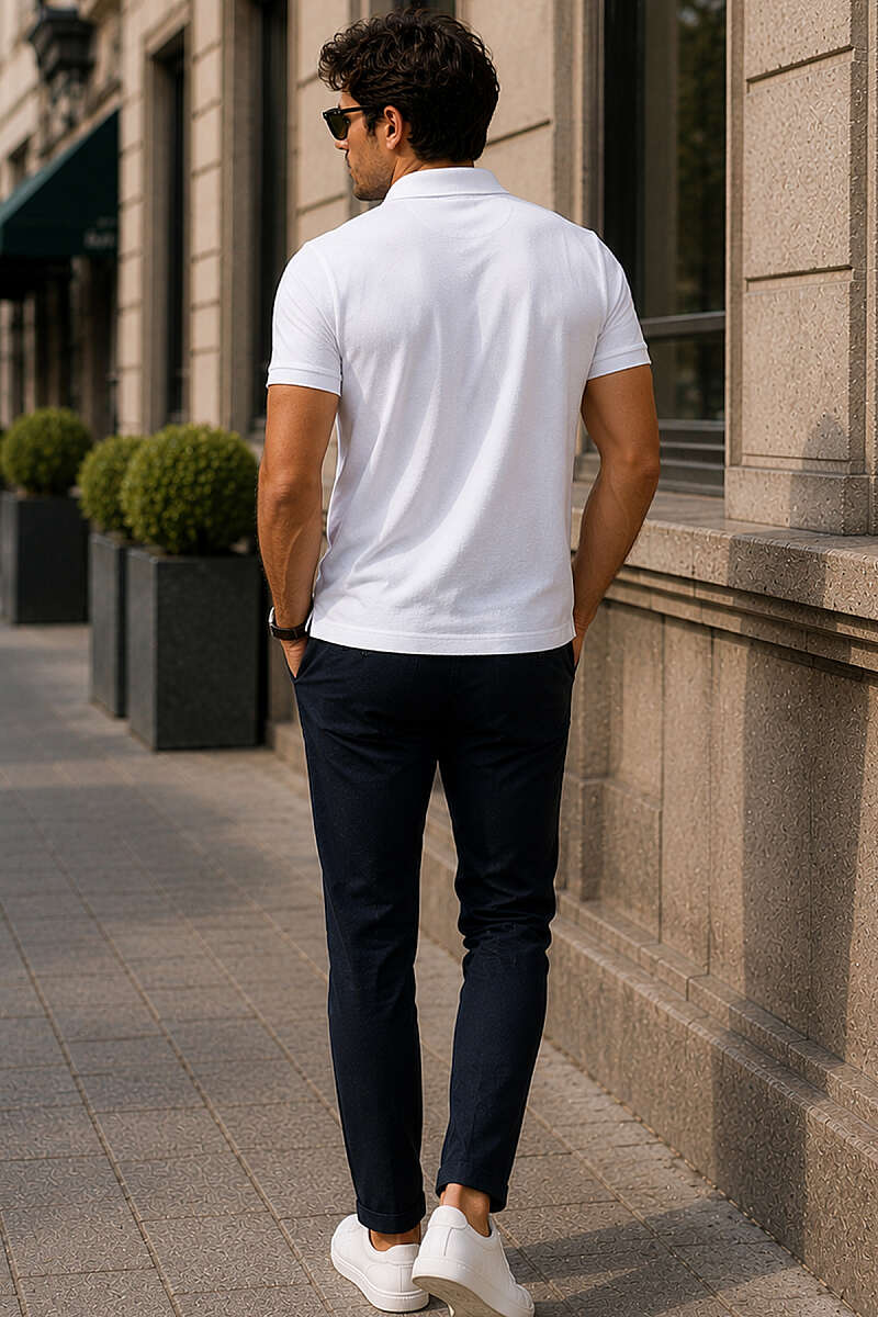 Düğmeli Polo Yaka Waffle Erkek T-shirt