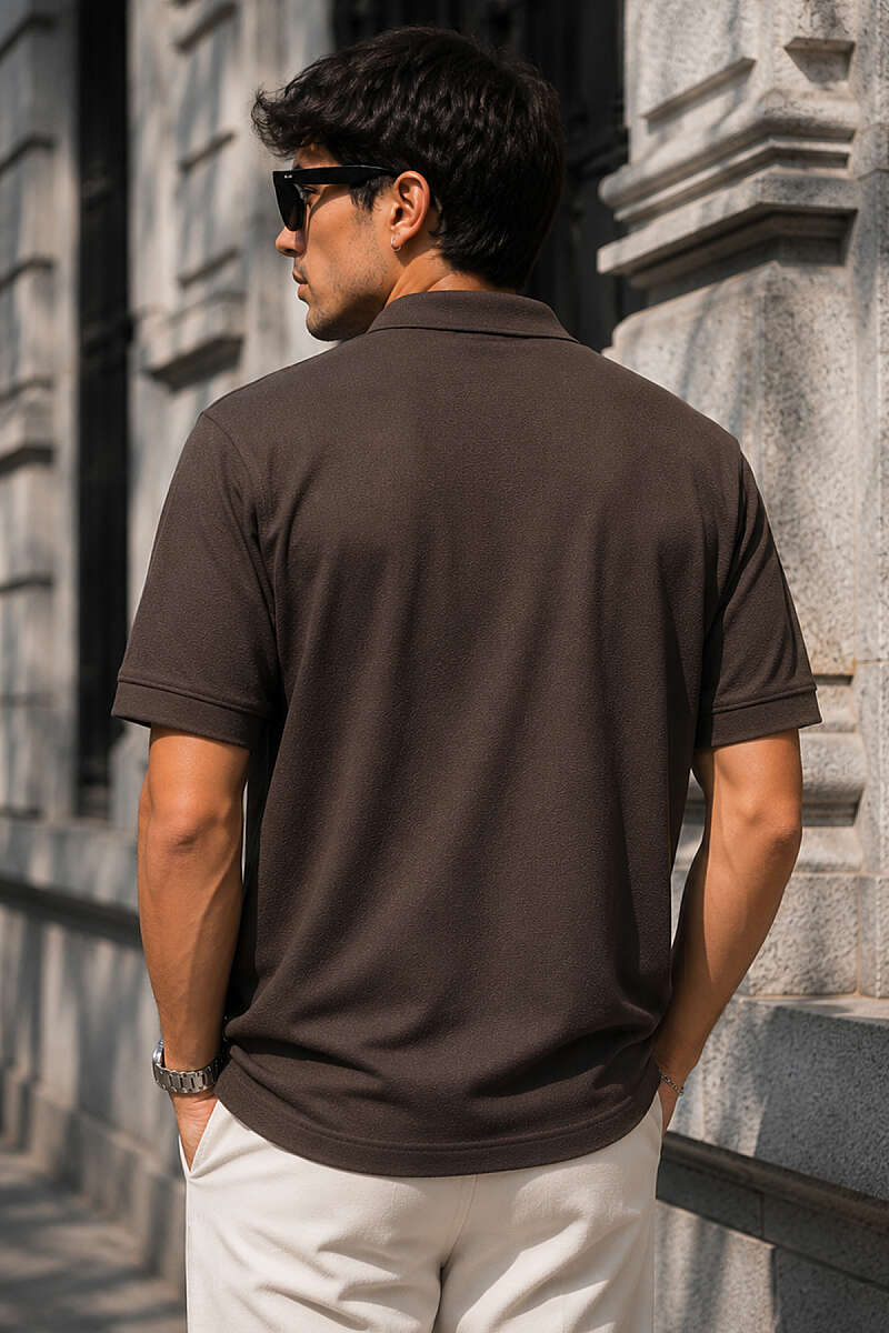 Düğmeli Polo Yaka Waffle Erkek T-shirt