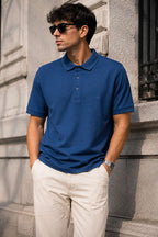 Düğmeli Polo Yaka Waffle Erkek T-shirt