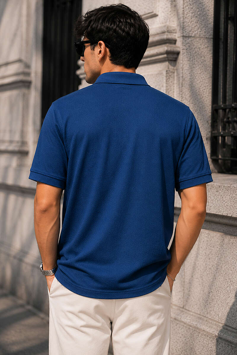 Düğmeli Polo Yaka Waffle Erkek T-shirt