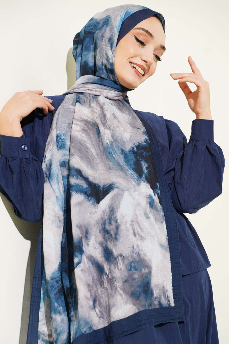 Marbled Pattern Muslin Shawl
