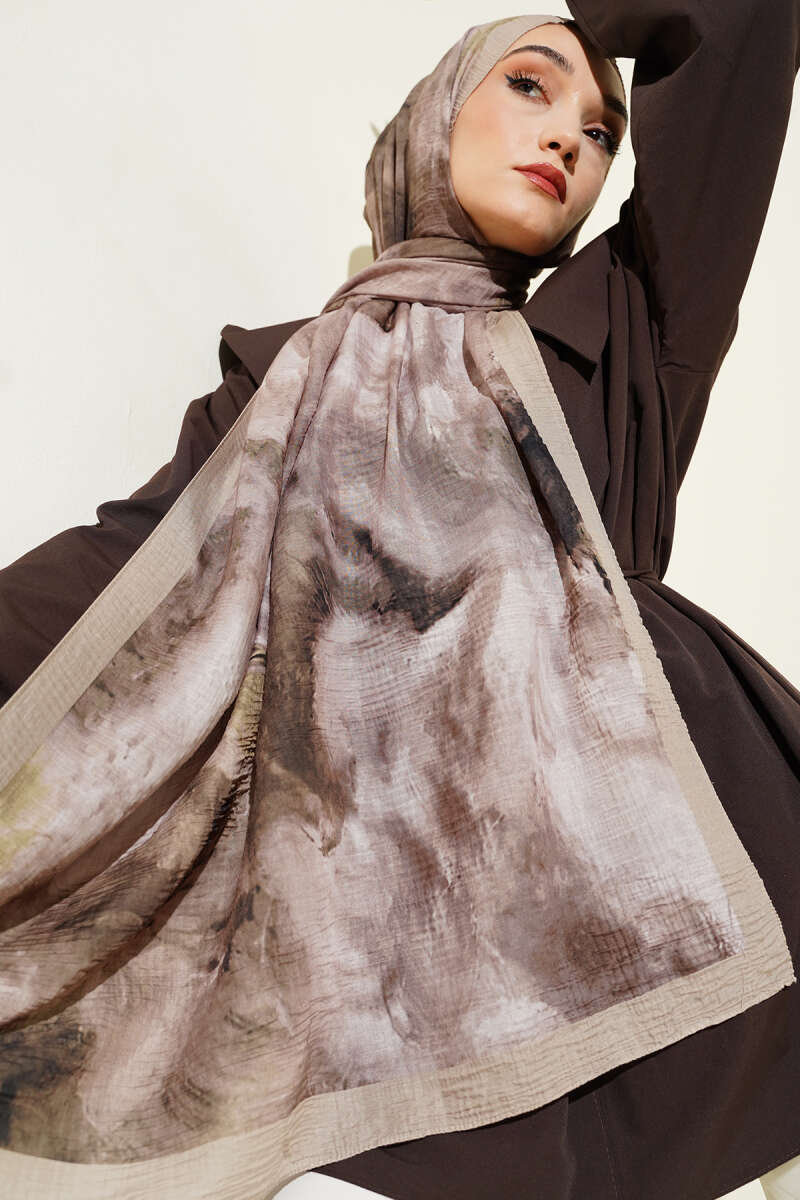 Marbled Pattern Muslin Shawl
