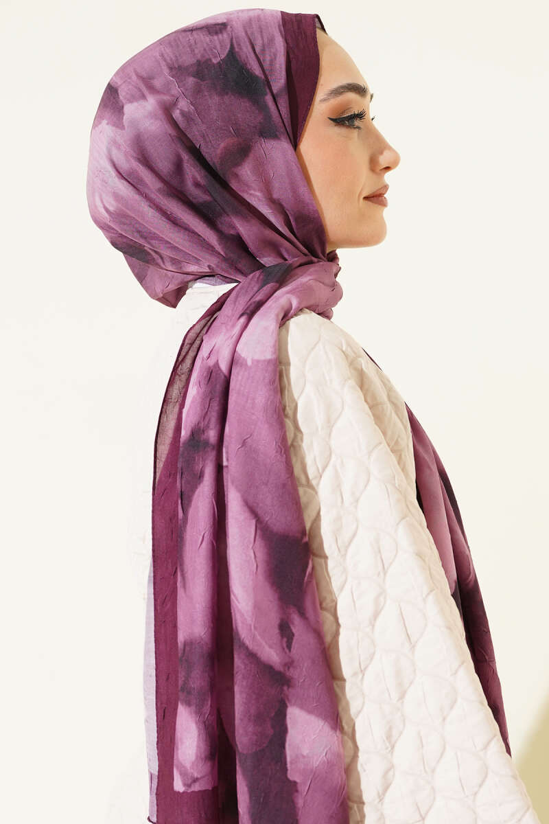 Ebruli Desenli Bambu Kraş Şal