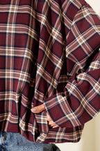 Plaid Patterned Short Jacket with Zipper