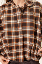 Plaid Patterned Short Jacket with Zipper