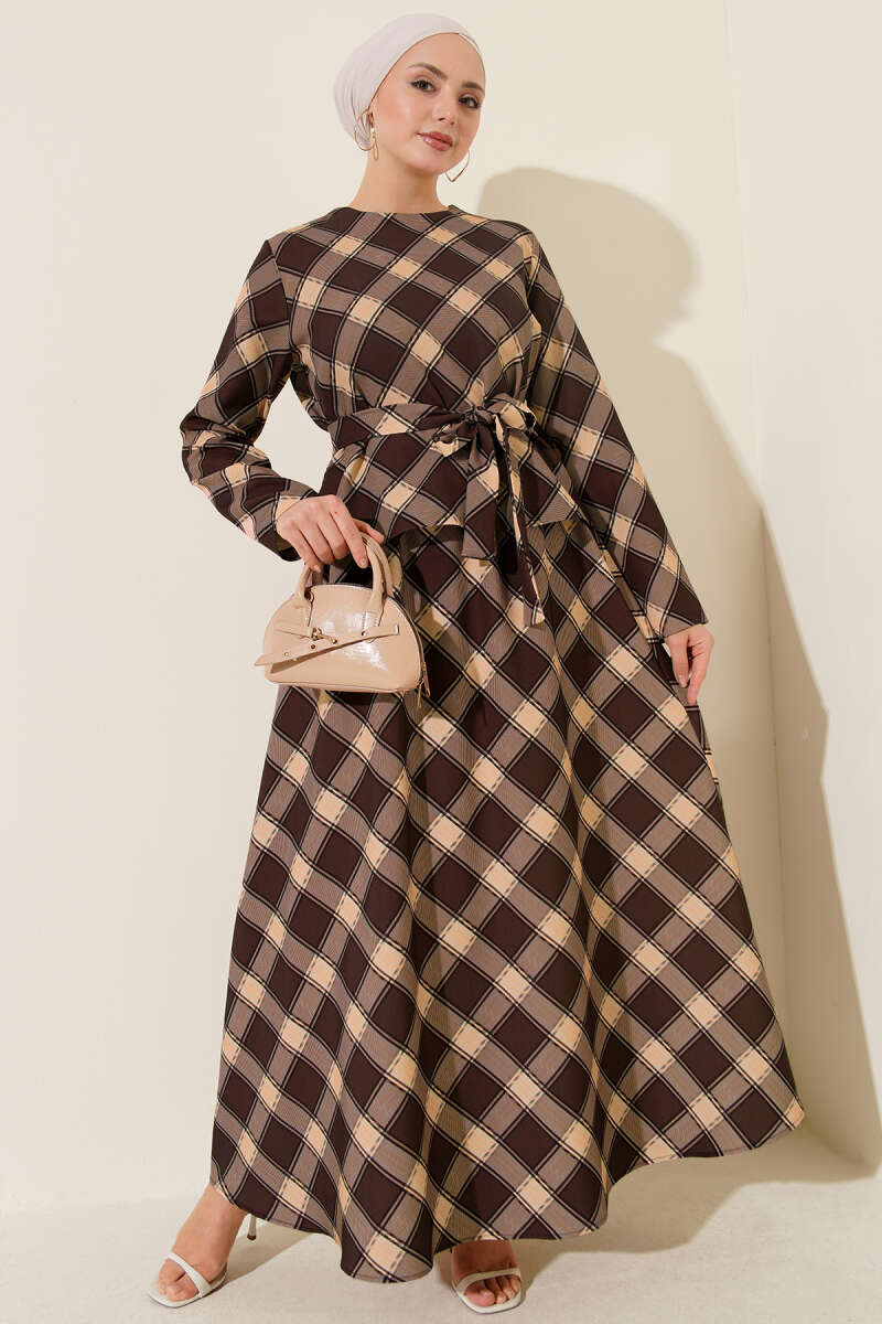 Ekoseli Desenli Etekli Bluzlu Takım Главное изображение товара