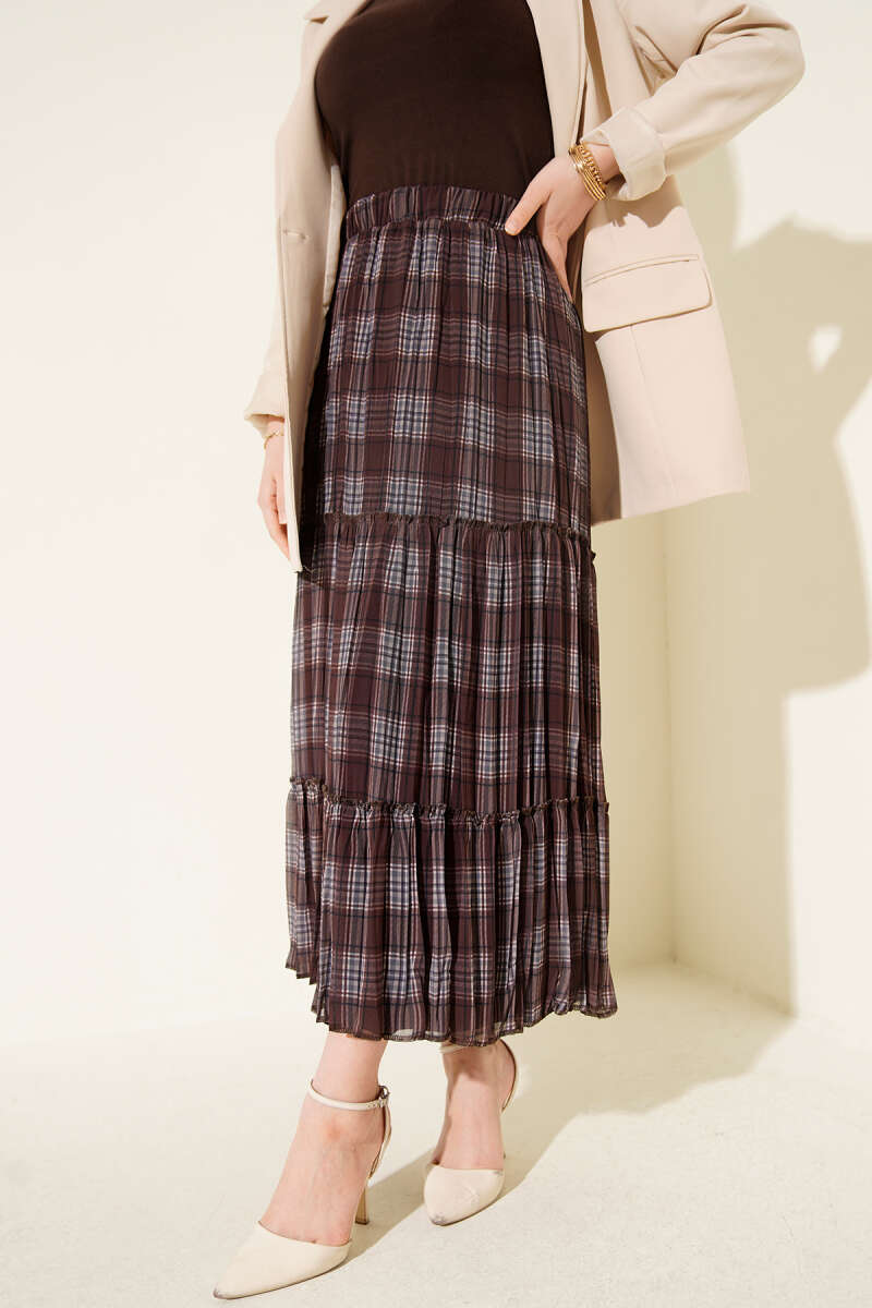 Plaid Layered Chiffon Skirt Главное изображение товара