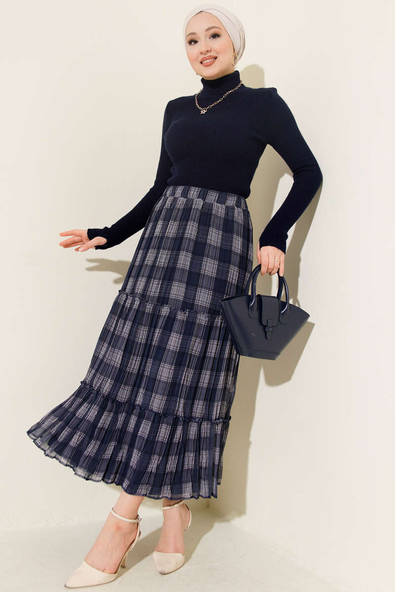 Plaid Layered Chiffon Skirt