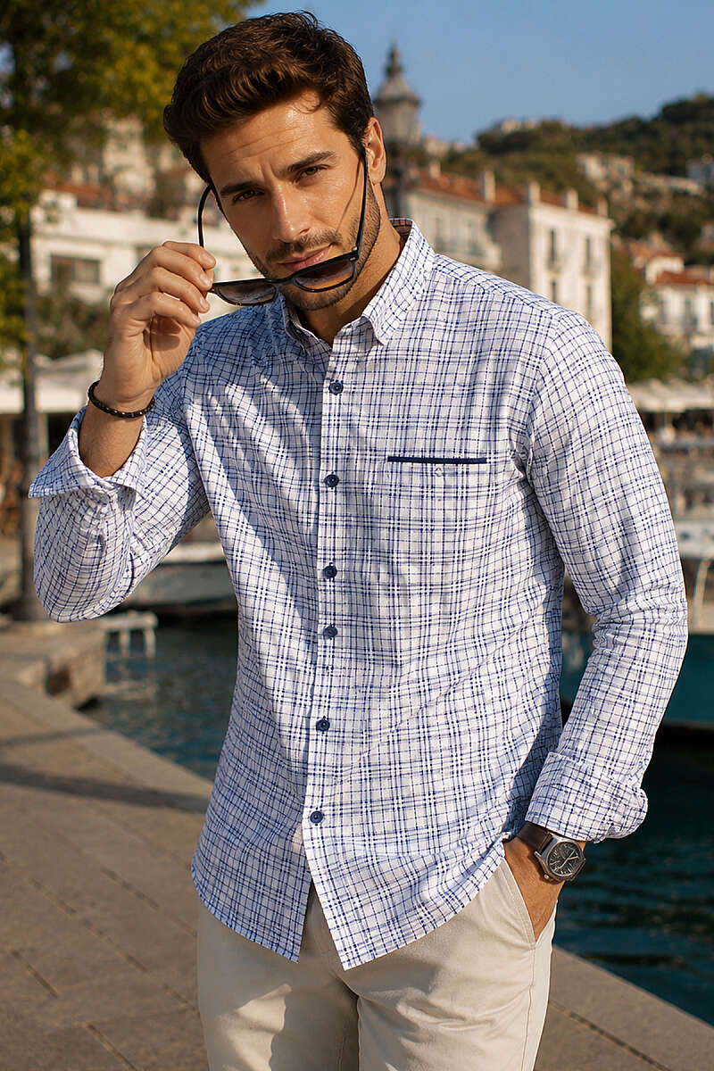Ekoseli Slim Fit Erkek Gömlek