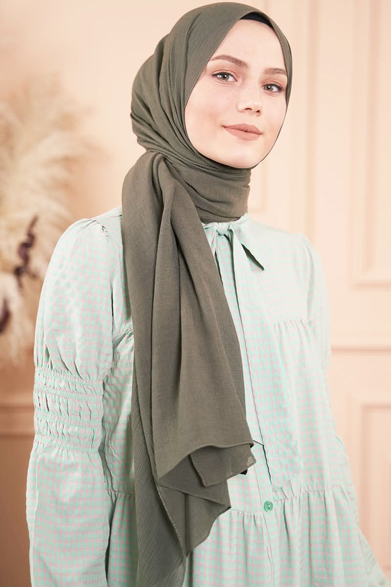 Elegant Serisi Kamuflaj Yeşili Şal -23