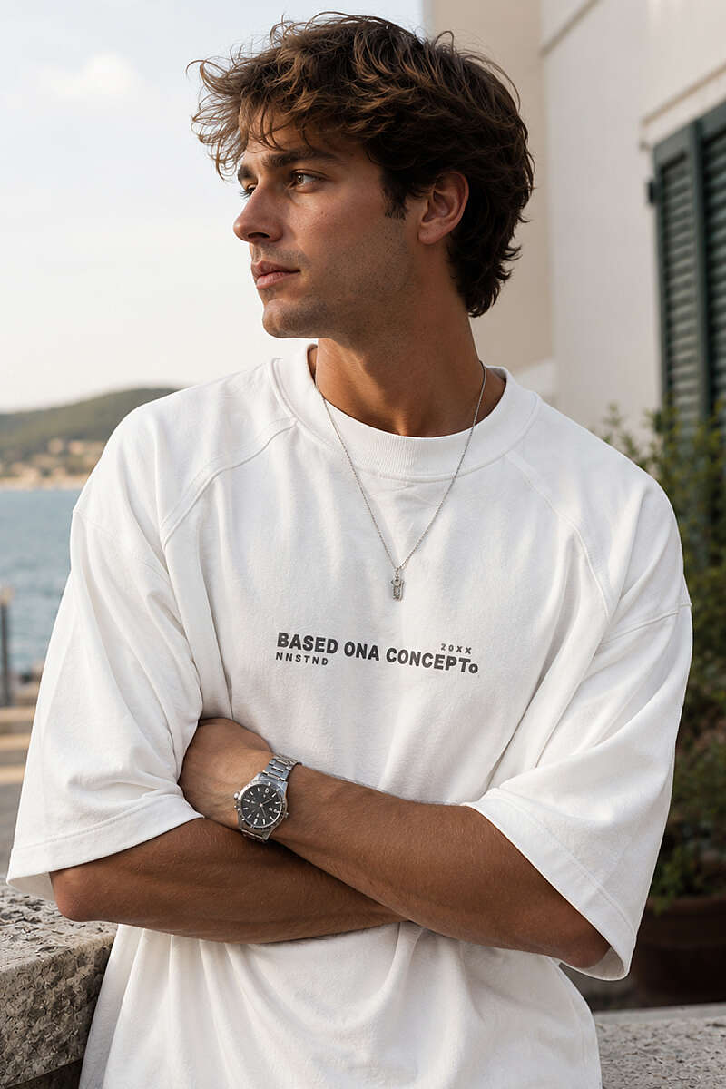 Enjeksiyon Baskılı Salaş Erkek T-shirt