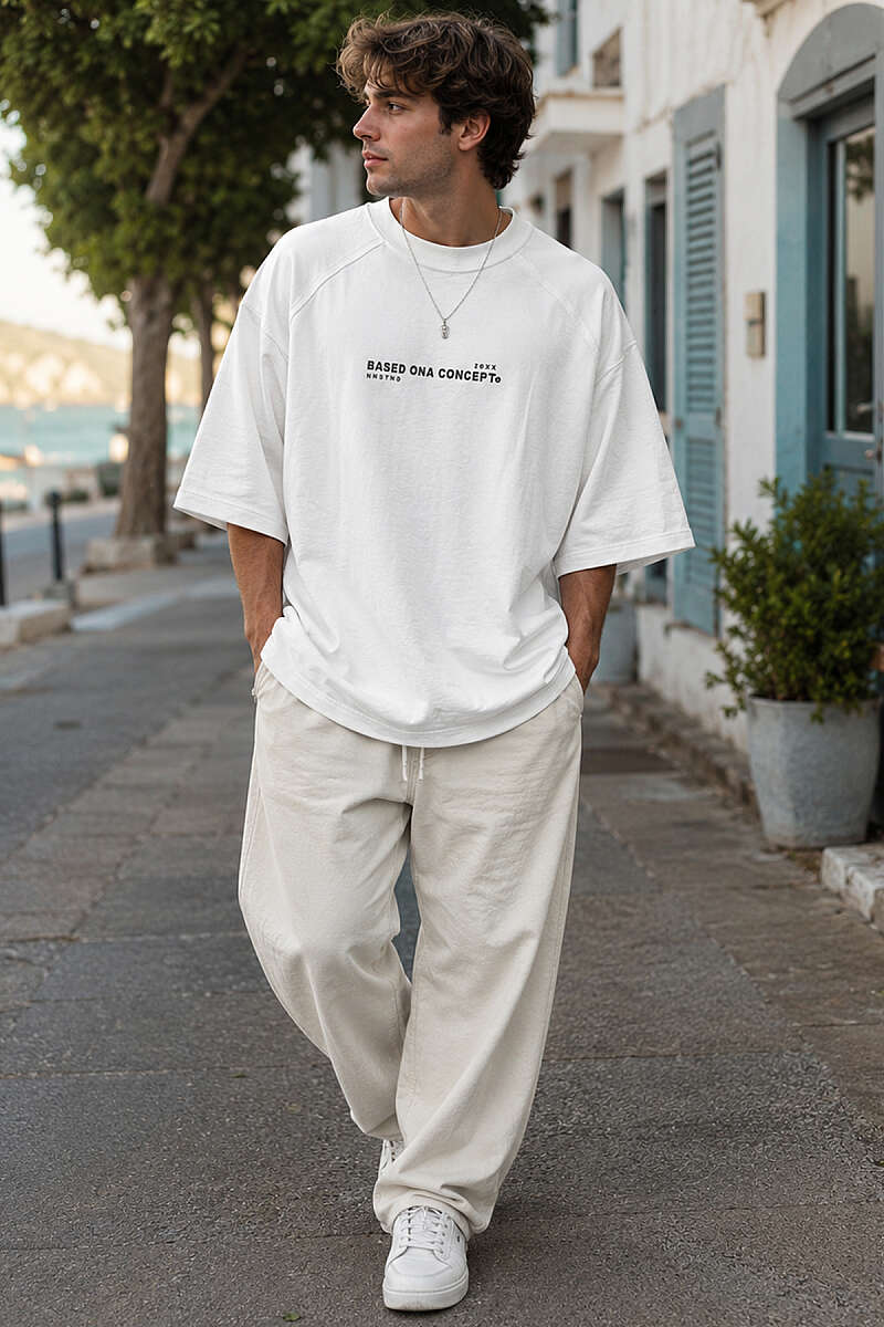 Enjeksiyon Baskılı Salaş Erkek T-shirt