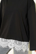 Etek Ucu Dantelli Basic Tunik Siyah