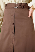 Etek Ucu Güpürlü Düğme Detaylı Etek