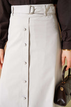 Etek Ucu Güpürlü Düğme Detaylı Etek