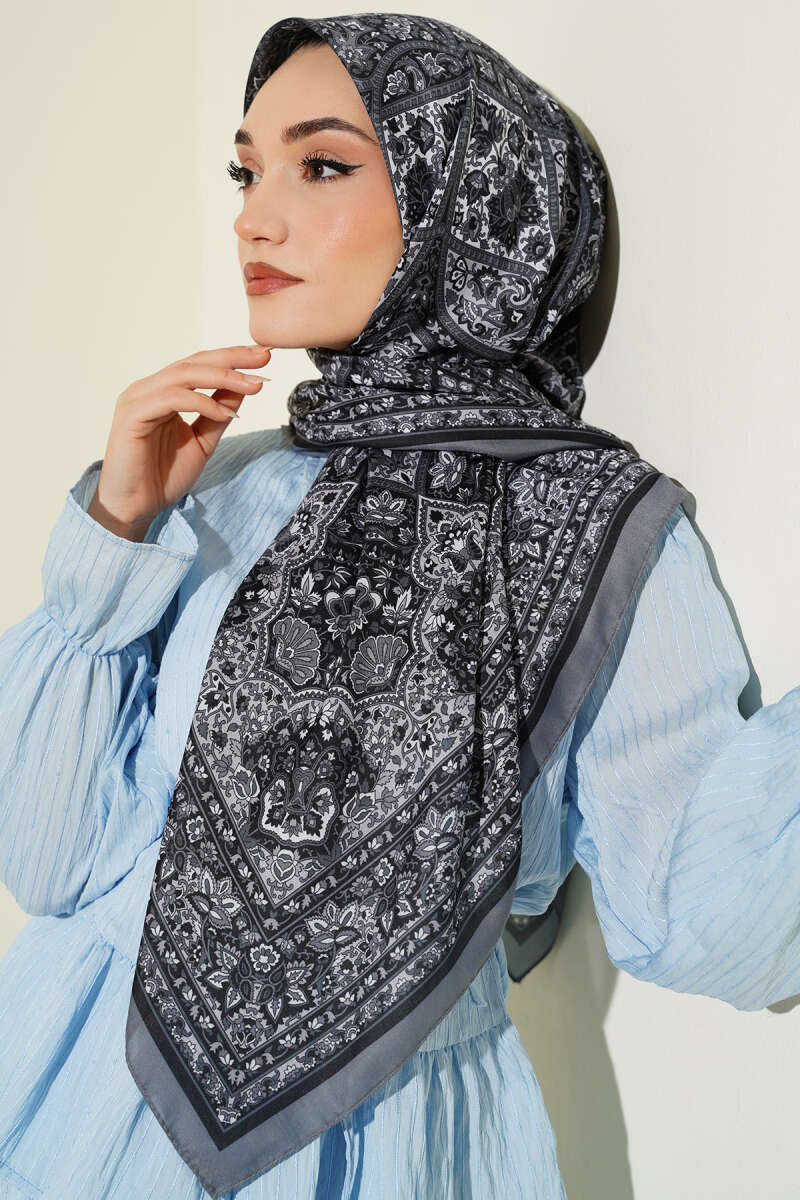 Etnik Desenli Şerit Geçişli Eşarp