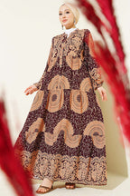 Etnik Motif Desen Hakim Yaka Elbise
