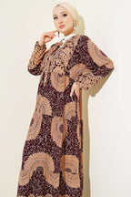 Etnik Motif Desen Hakim Yaka Elbise