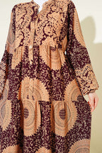 Etnik Motif Desen Hakim Yaka Elbise